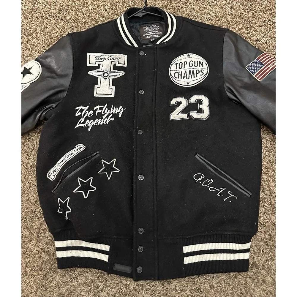 Rare TOP GUN Men's The Flying Legend Black And White Jacket Size US XL